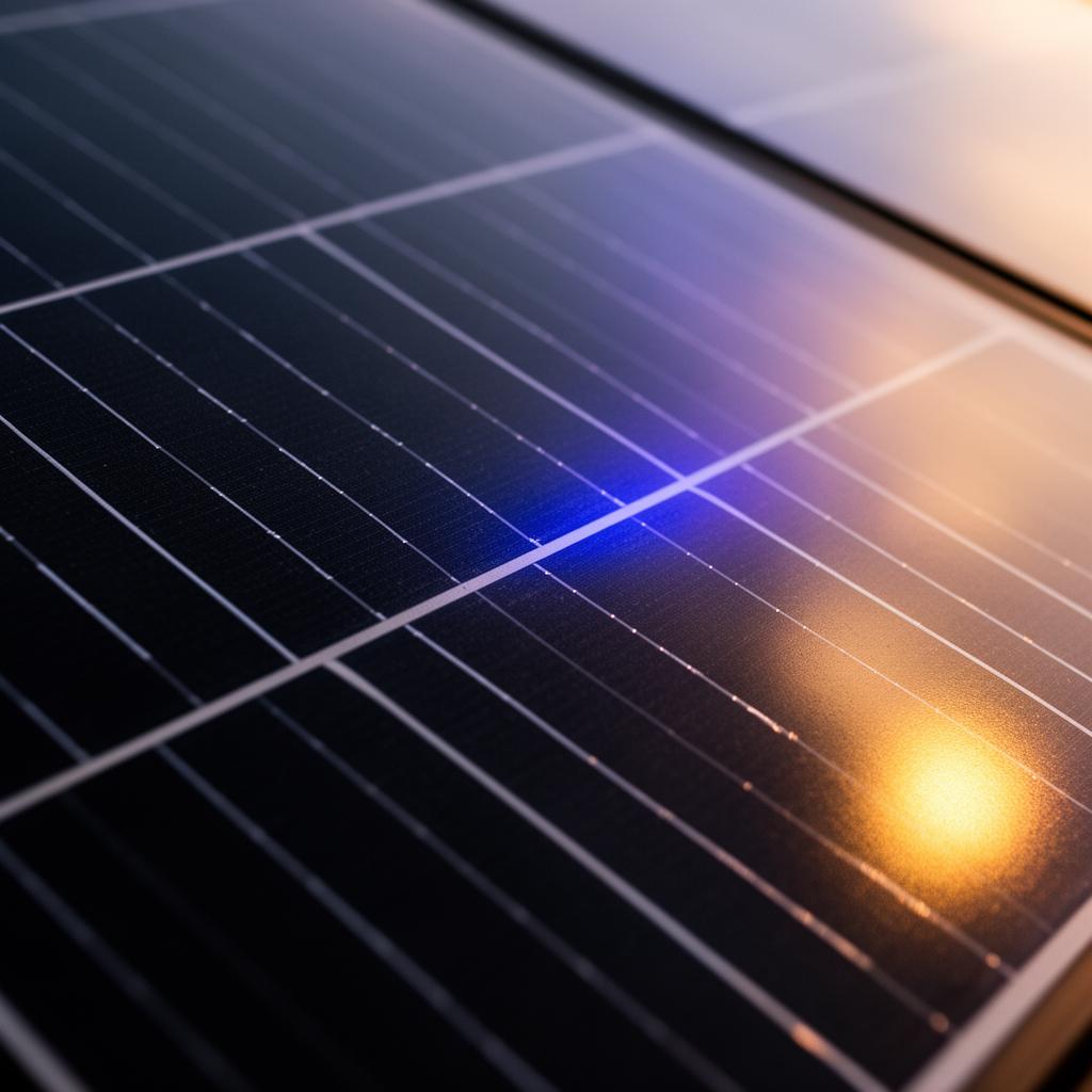 Detalle macro de un panel fotovoltaico premium